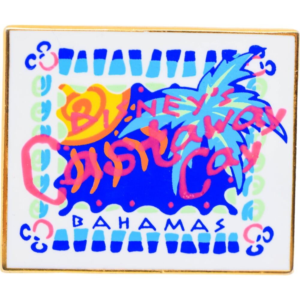 Disney Bahamas Colorful Palm Tree Enamel Pin - Blue, White, Pink, Yellow, Aqua